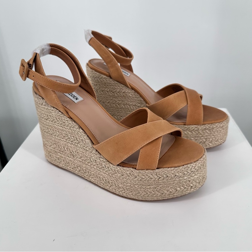 Steve Madden Lulah Platform Wedge Sandal in Cognac Leather size 11 New in Box